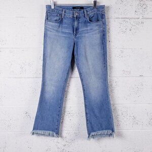 J Brand‎ Women's Size 27 Selena Mid-Rise Light Wash Jeans Frayed Hem Stretch